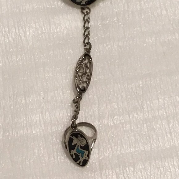 Vintage unicorn slave bracelet w/ ring and inlaid turquoise - Picture 10 of 14